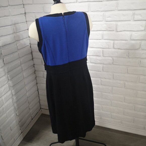 Jolie Ladies Black & Blue Colored Sleeveless Lined Back Zipper Midi Dress - Picture 2 of 11